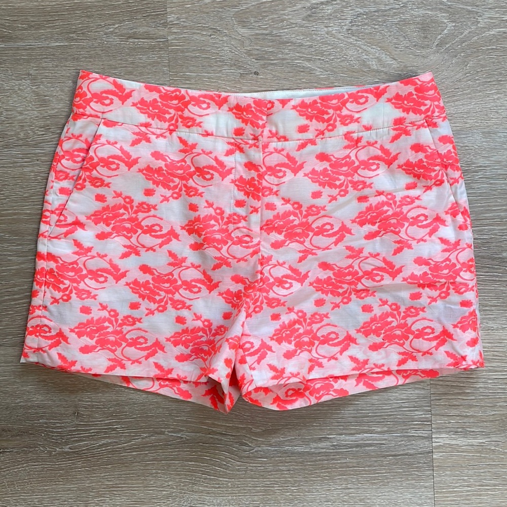 Anthropologie Leifsdottir neon pink floral shorts